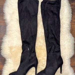 Elegant Black Over the Knee suede Boots